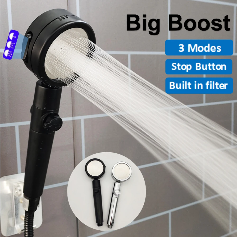 

Zloog 3 Modes High Pressure Shower Big Boost Pressurized Bathroom Showerhead 360 Degrees Rotating Rainfall Filter Shower Head