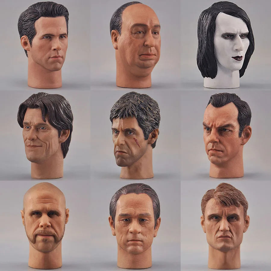

1/6 Scale Fashion Soldier Asia Europe Movie Star Head Sculpt PVC Male Head Carving Model Fit 12'' Action Figure Body Dolls