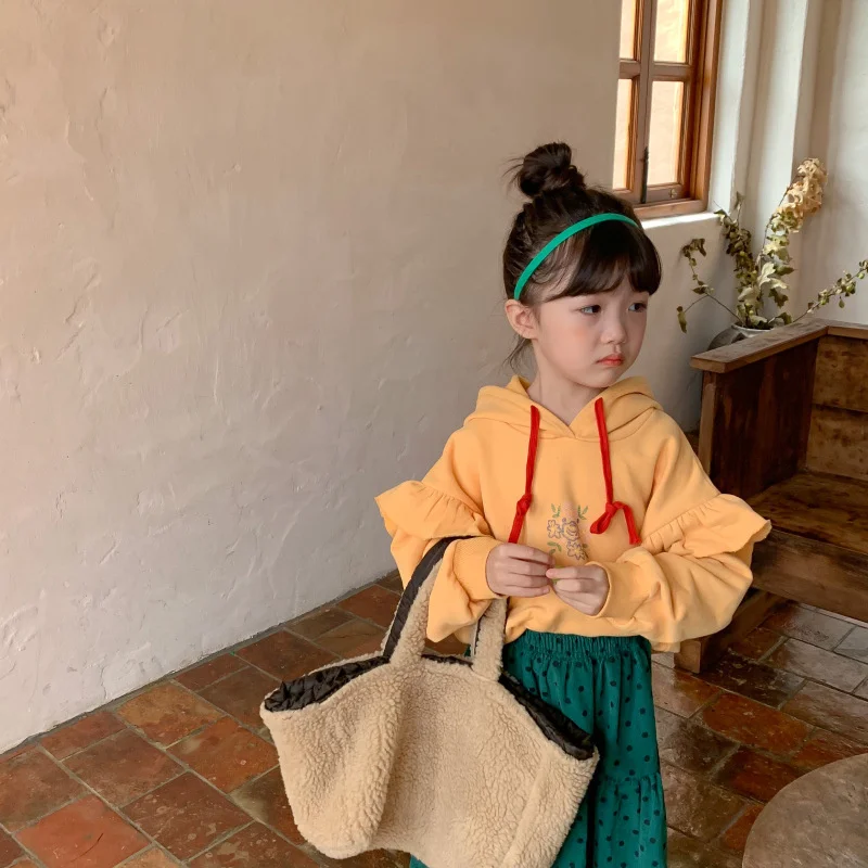 

Girls' Hoodies Sweatshirts Jacket 2022 Yellow Spring Autumn Thicken Overcoat Cotton Long Sleeve Pullover Baby's Kids Children's