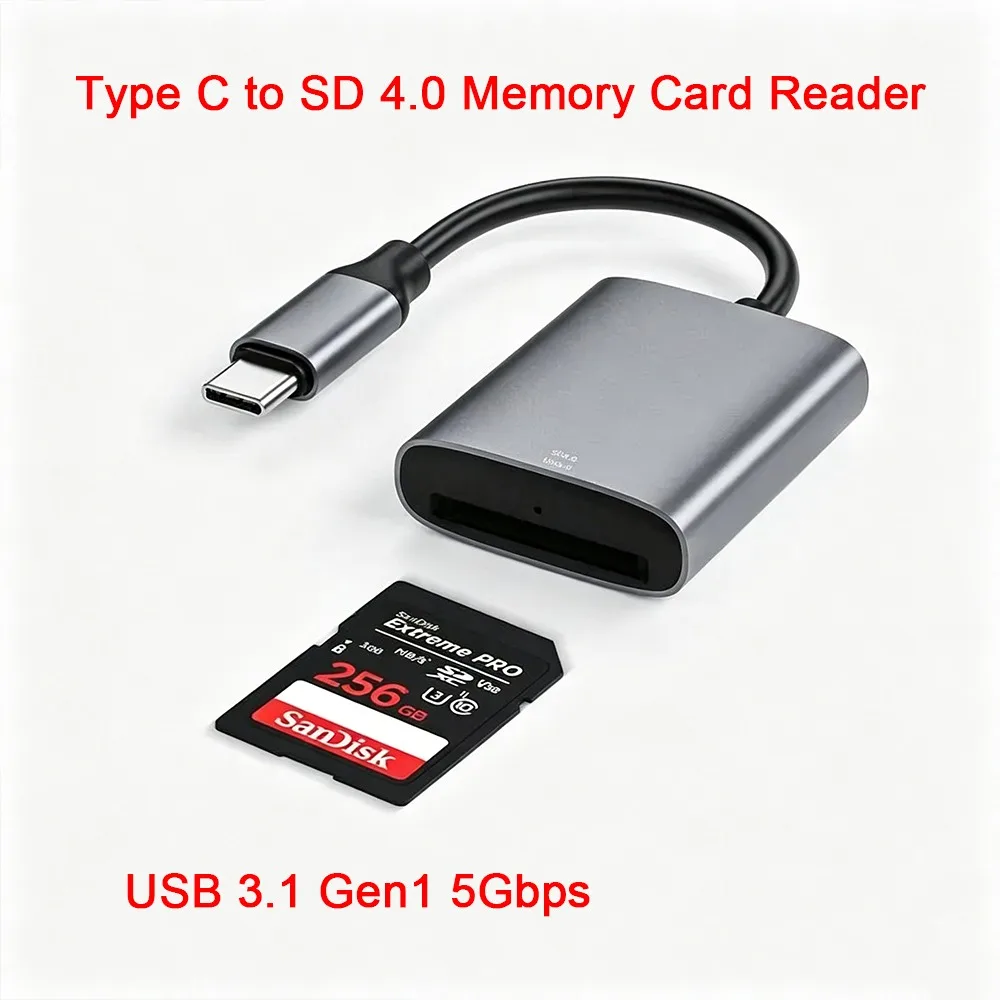 Фото USB-C UHS-II SD 4.0 Кардридер Type-C OTG Адаптер для карт памяти с поддержкой UHS-I SDHC SDXC для iPhone 15 16 17 MacBook Pro №3