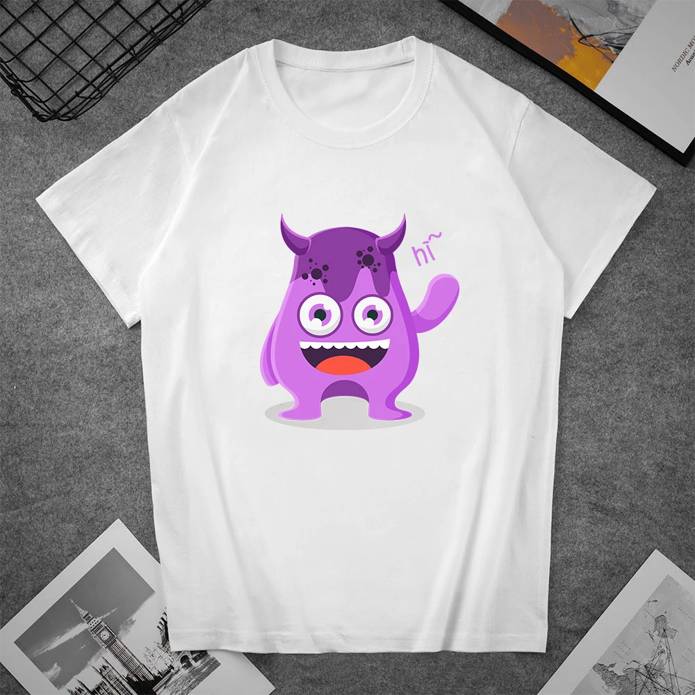 

Women's T-shirt Short Sleeve Cartoon Alien Printed Round Neck Casual Tops Fashion Girls Harajuku Comfortable Blouse Plus Size