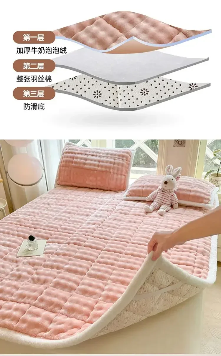 Зимние толстые теплые молочные бархатные наматрасники двуспальная простыня