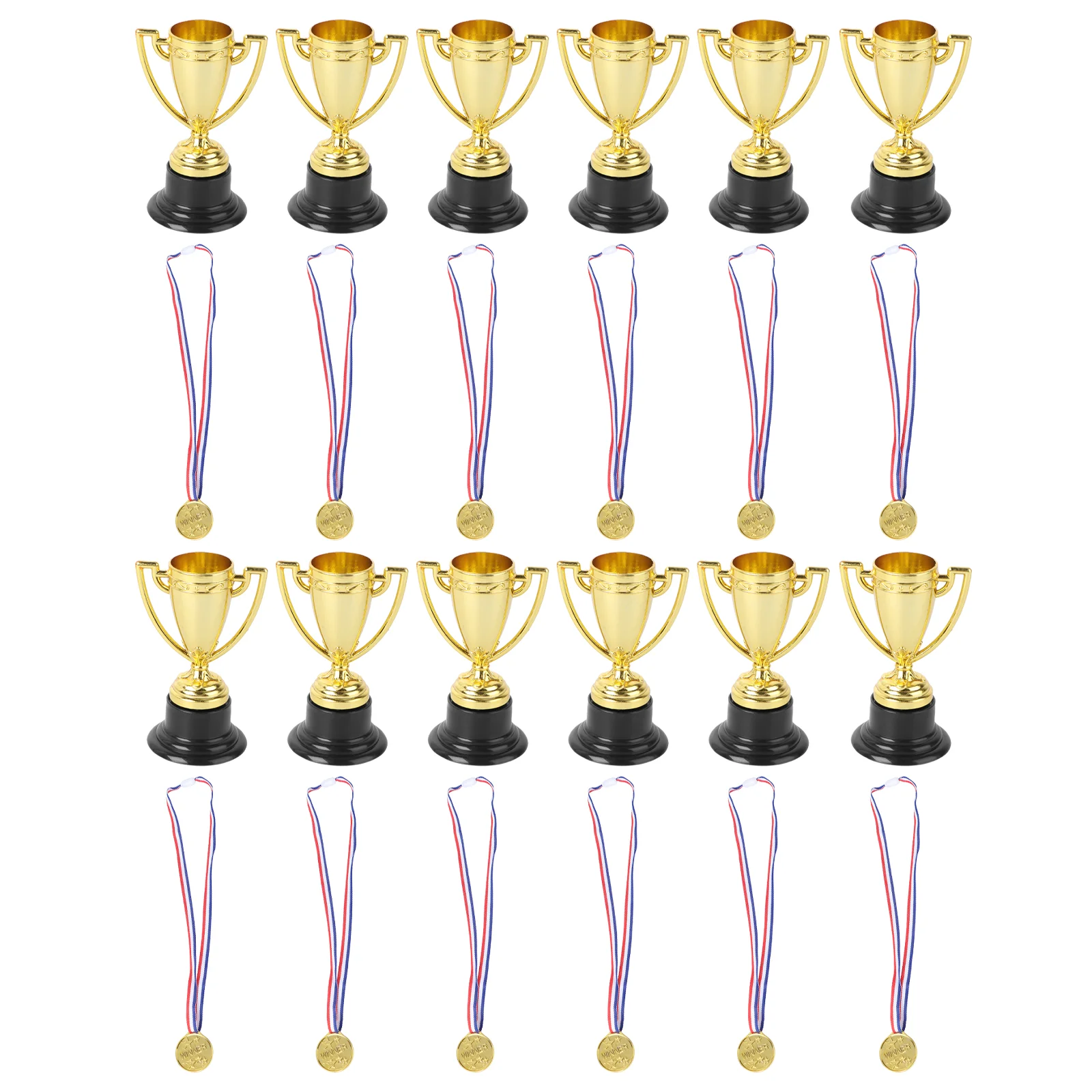 

24 Pcs Little Tiny Mini Prizes Plastic Gold Cups Set Trophy Award Medals Awards Trophy Student Mini Trophy