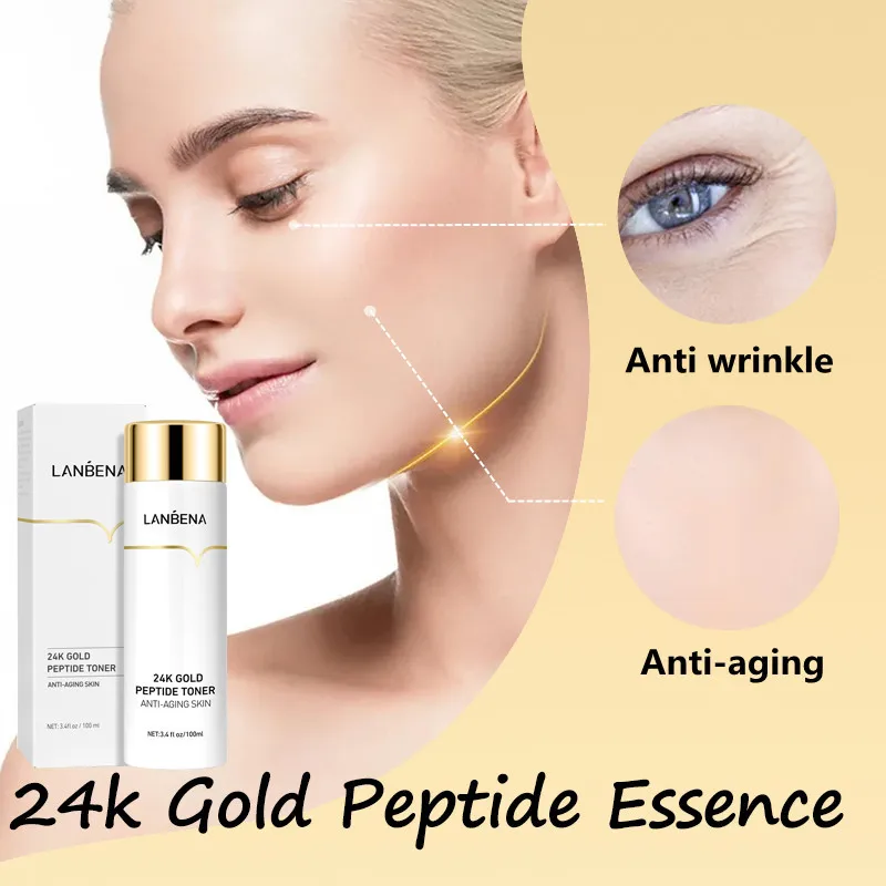 

LANBENA 24k Gold Peptide Toner Anti Aging Face Serum Anti-wrinkle Moisturizing Essence Brighten Skin Fade Fine Facial Care 100ml