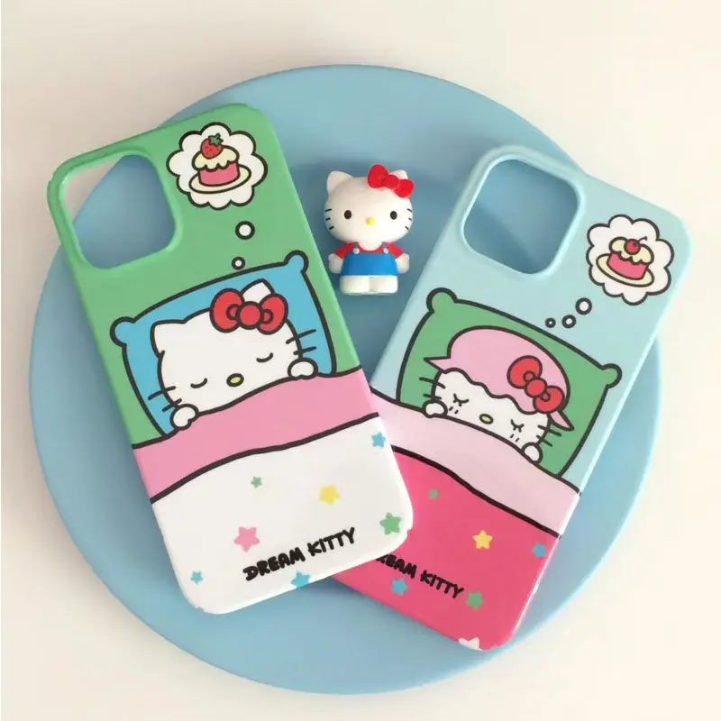

Sanrio Kawaii сон Hello Kitty забавное творчество Iphone 13 14 чехол 11 12 аксессуары Promax декоративный защитный задний Чехол подарок