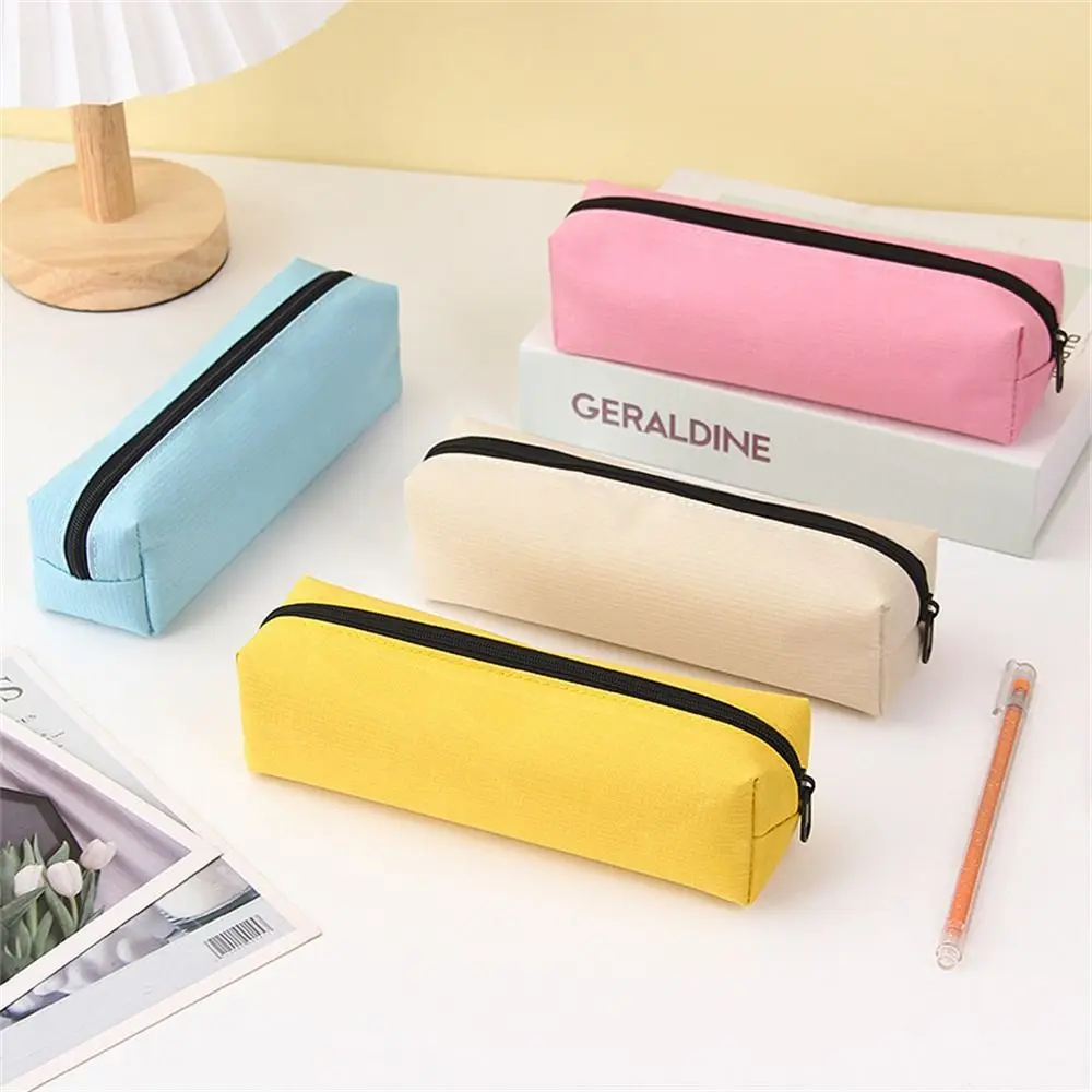 

Zipper Pouch Pencil Case Back to School Horizontal Oxford Cloth Pen Bags Solid Color Large Capacity Stationery Pouch Stationery