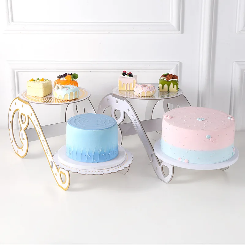 

1Pcs Disposable Cupcake Rack Multi-layer Carriage Paper Birthday Party Decoration Paper Foil Stamping Dessert Table And Tray