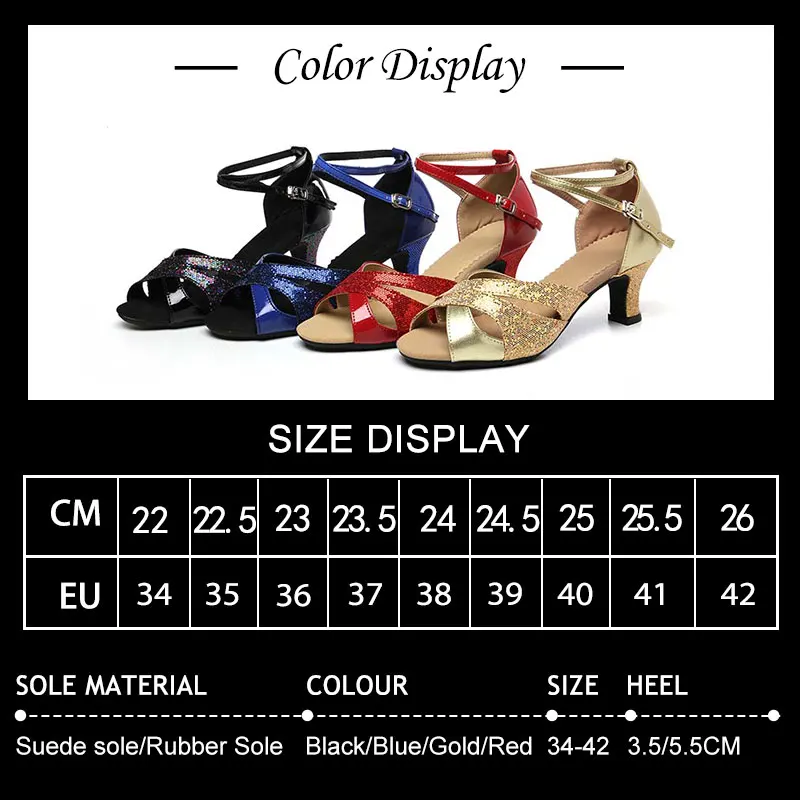 SWDZM Woman's Tango Dancing Shoes Ladies Latin Ballroom Modern Dance Shoes Closed Toe Black Red Blue Waltz Dance Shoes New