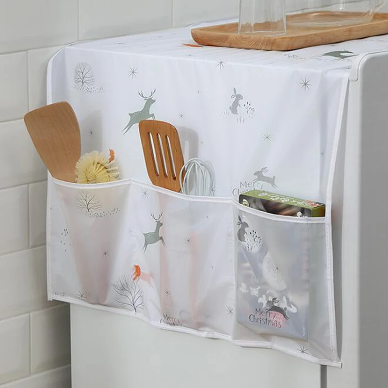 

1PCS Household Refrigerator Fridge Dust Cover Towel With Pocket Storage Bags Washing Machine Waterproof Organizer Hanging Bags