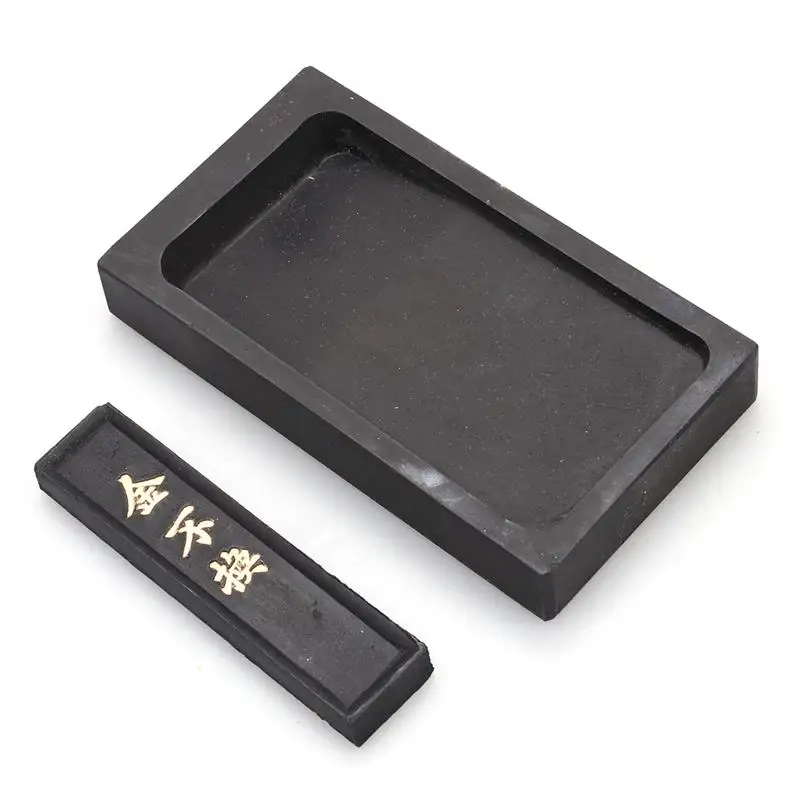 

2Pcs 5 Inch Premium Durable Inkstone Chinese Taditional Ink Stones with Ink Stick for Chinese Calligraphy and Painting