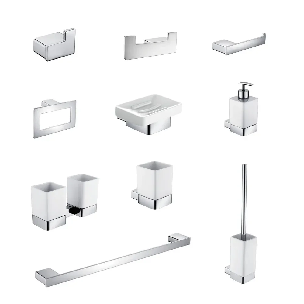 

NEW Aluminum Bathroom Accessories Sets Paper Holder Ceramic Holder Toilet Brush Lotion Tumbler Soap Dish Towel Ring Bar Robe Hoo