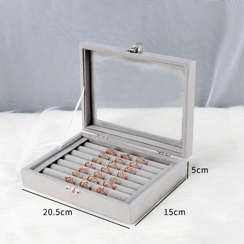 

Деревянная шкатулка для хранения ювелирных изделий с 12/24 ячейками и видимой крышкой, кольцами, сережками, подставкой для ожерелья, органайз...