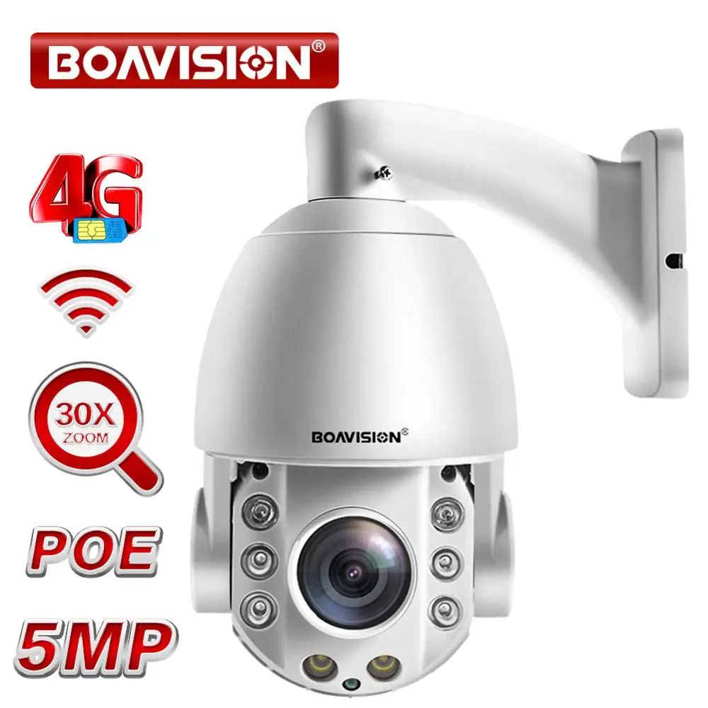

5MP WiFi/4G/POE PTZ IP Camera AI AUTO Tracking 30X Two Way Audio Colorful Night Vision IR 80m Security CCTV Camera P2P CamHi