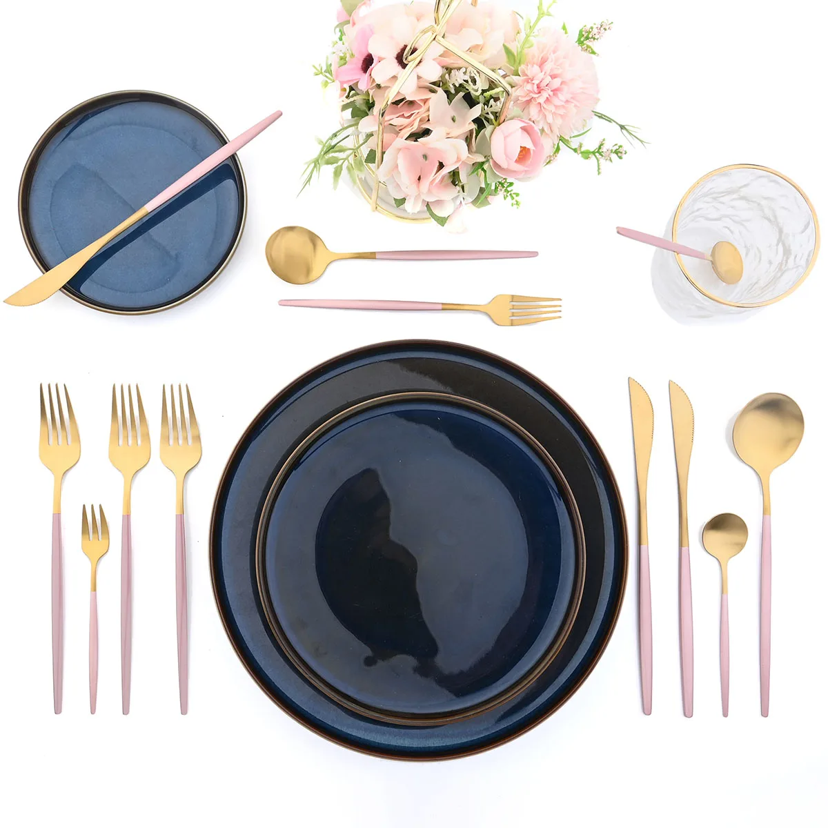 Набор столовых приборов из нержавеющей стали под розовое золото 24 шт. | Дом и сад