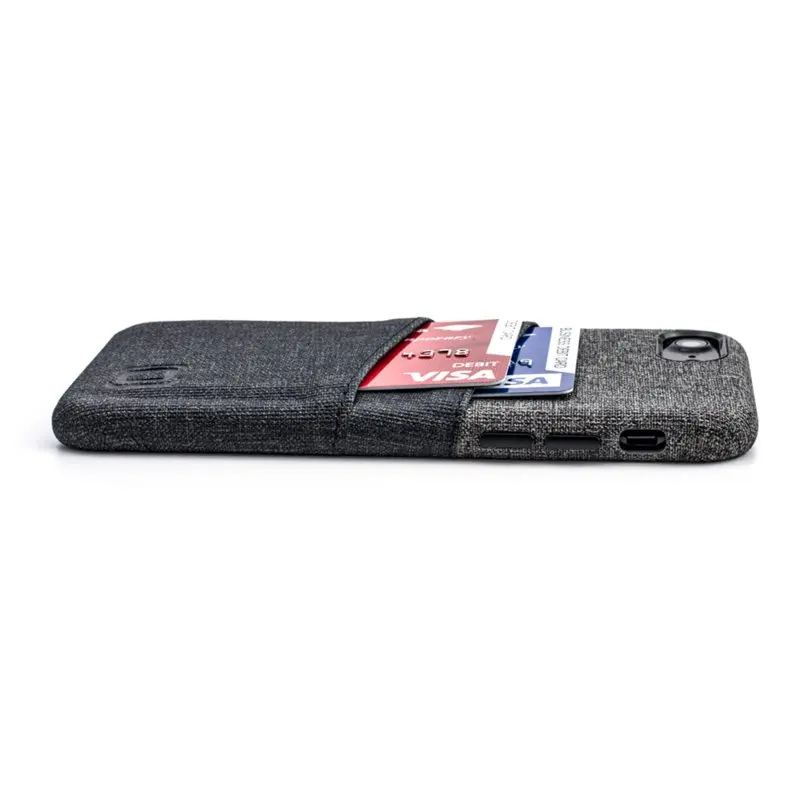 Wallet Card Case for iPhone  2022,  2020 / 8 / 7  Built-in Metal Plate, 2 Card Slots; Luxe M2, Black/Grey