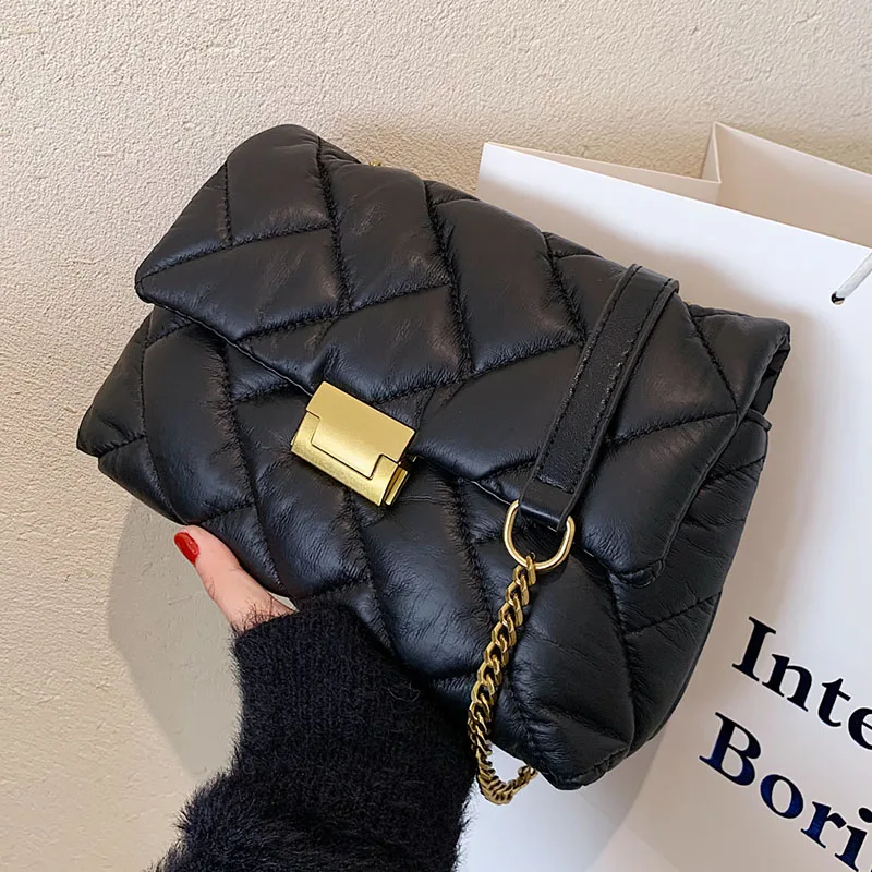 

Lnv Small Soft Quilted Pu Leather Crossbody Bags For Women 2021 Hit Women's Luxury Branded Trending Chain Shoulder Handbags