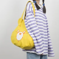 fashion cute cartoon bear modelling womens eco friendly shopping bag lolita school daily kawaii casual shoulder canvas bag