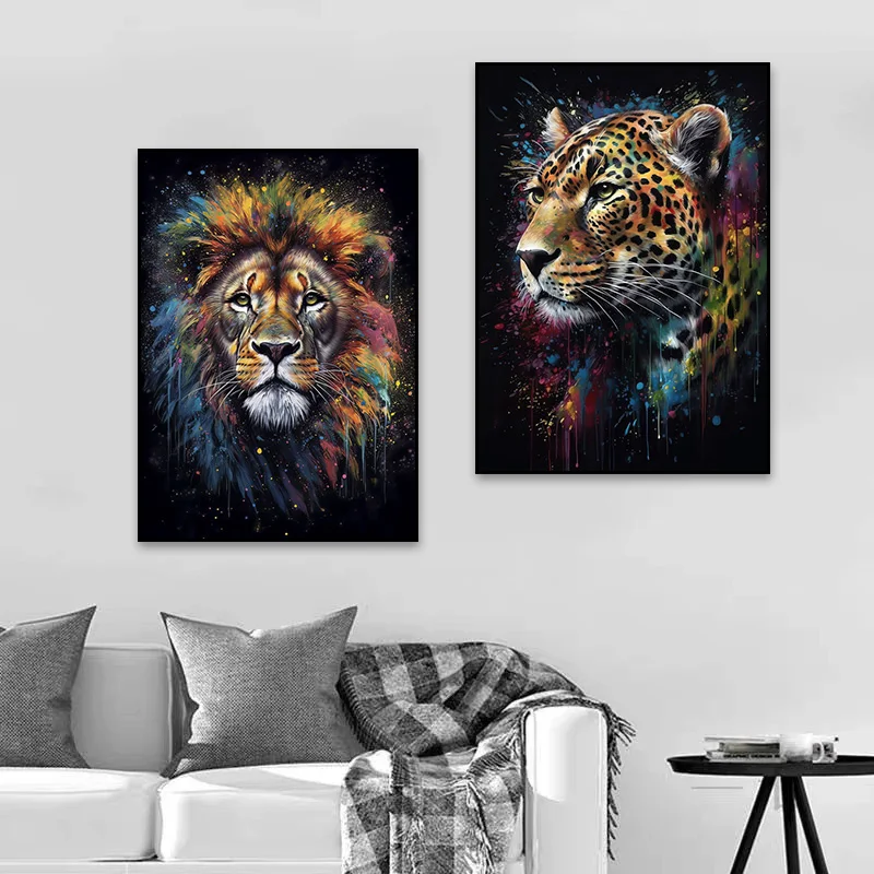 

Abstract Graffiti Animal Lion Tiger Portrait Posters Prints Monkey Giraffe Canvas Paintings Wall Art Pictures Living Room Decor