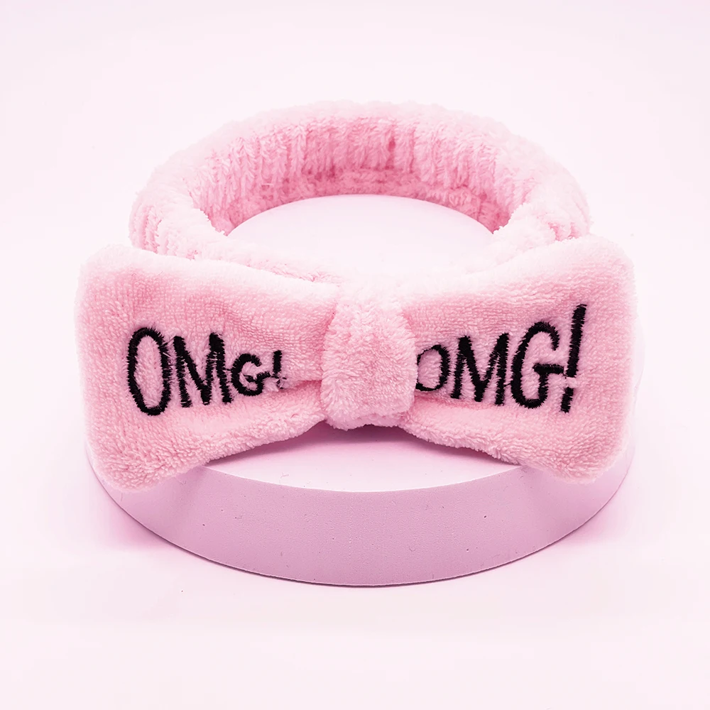 Повязка на голову женская для мытья лица обруч волос с бантом OMG 3 упаковки