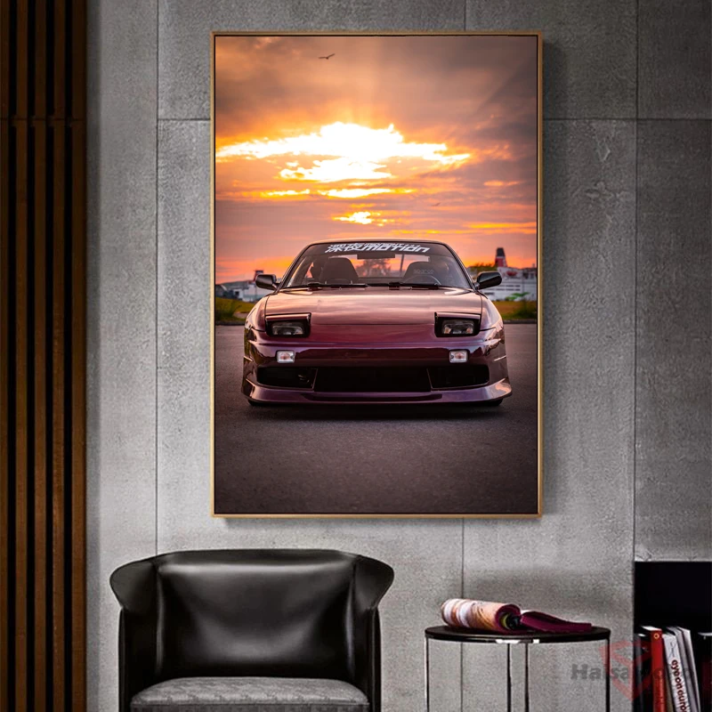 Плакаты и принты 180SX двигатель классический спортивный автомобиль Картина на