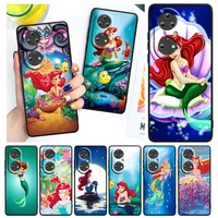 anime the little mermaid for huawei p50 p40 p30 p20 lite 5g pro nova 5t y9s y9 prime y6 2019 black soft cover phone case
