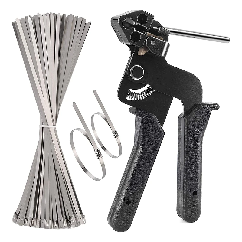 

200PCS Metal Tie Wrap Tool, Stainless Steel Cable Tie Adjustable Tensioning And Cutting Tool, Sizes 4.6X250mm