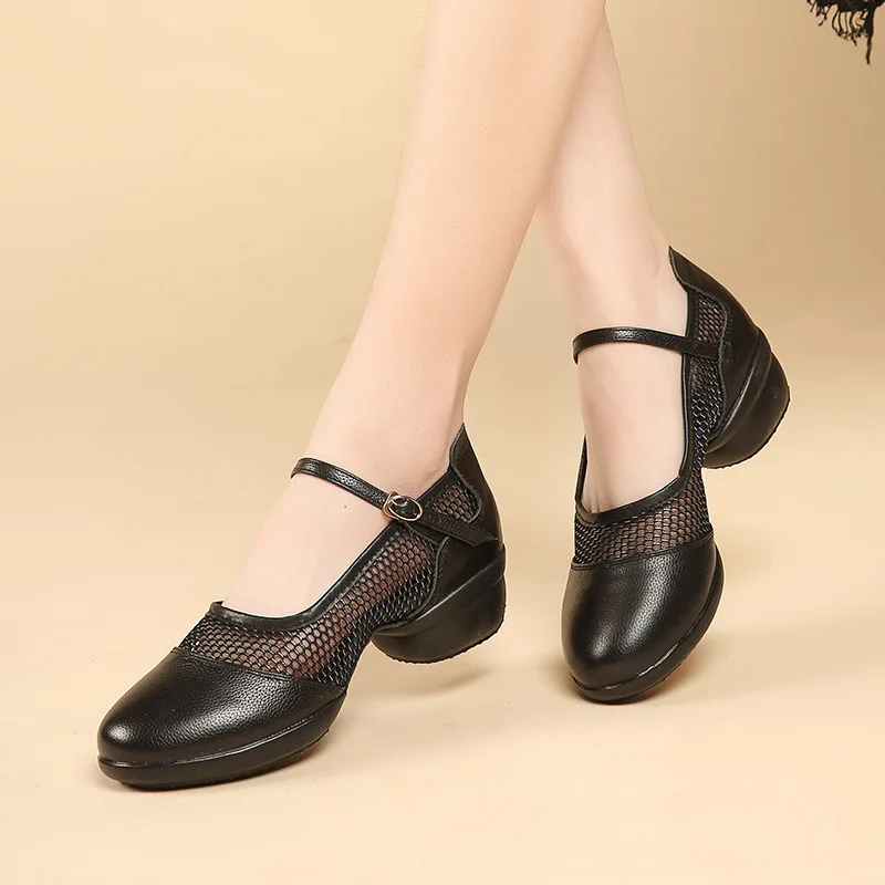 

Summer Modern Latin Dance Net Surface Shoessoft Sole Women for Girls Ladies Ballroom Tango Dancing Shoes Closed Toe Rubber Sole