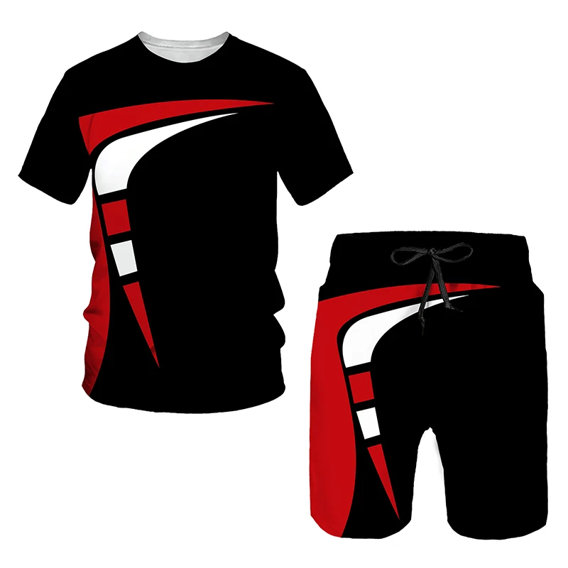 Fashion Sportswear TrackSuit Set Men 3D Digital Printed Clothes Sport  T Shirt Shorts 2 Piece Sets Male Oversized Jogging Set