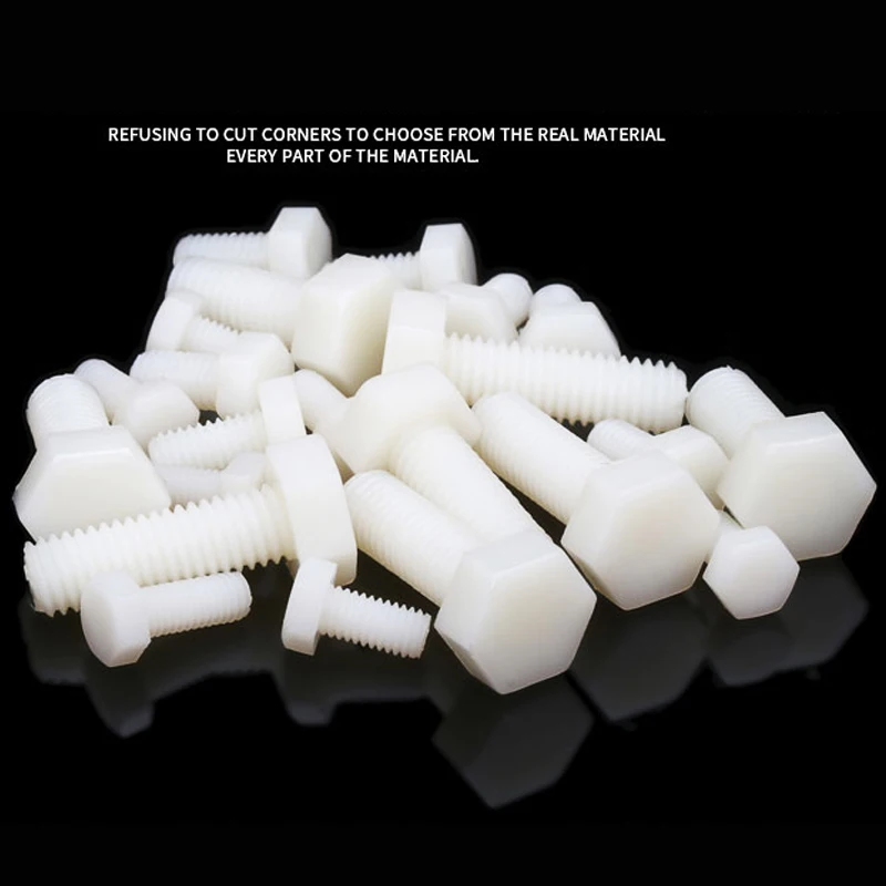 Винты с шестигранной головкой пластиковые M3 M4 M5 M6 M8 M10 M12 4-100 мм болт в изоляции