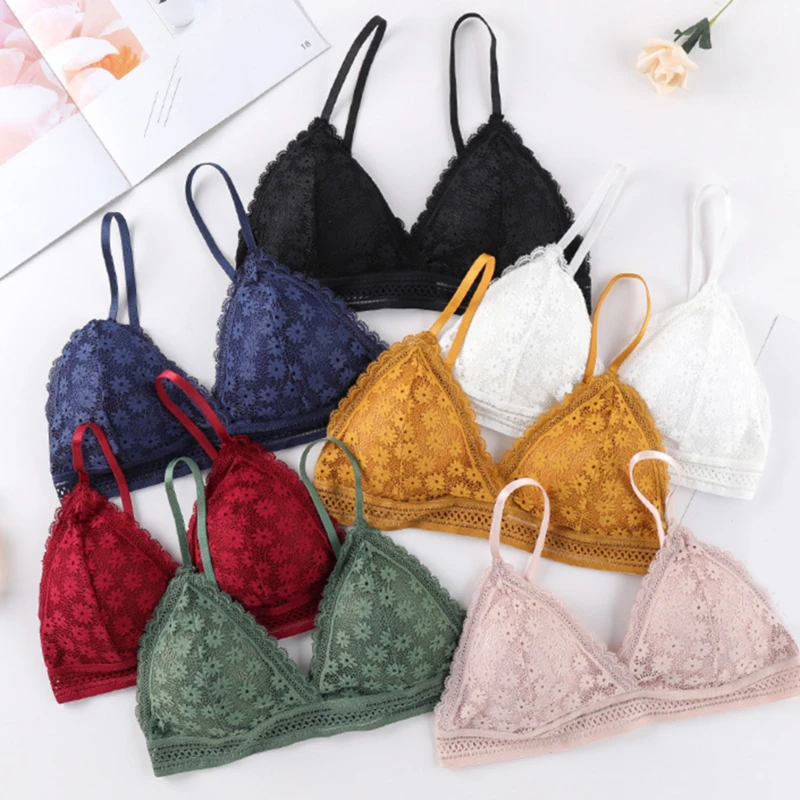 

Lace Underwear Female Thin Section Bra Solid Color Embroidery Hollow Tube Top 2022 New Fashion
