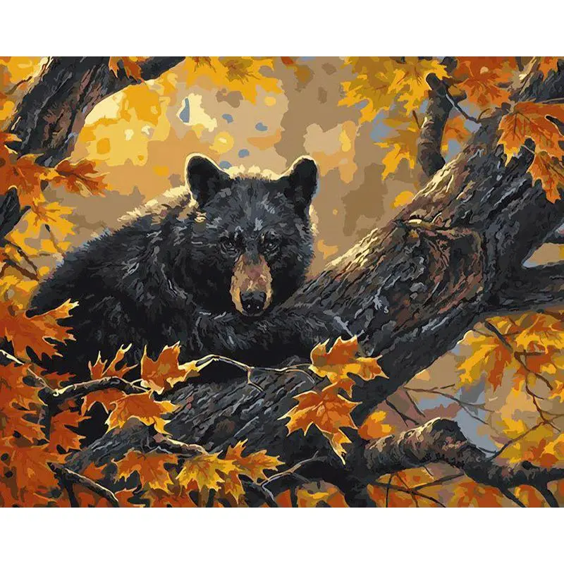 

GATYZTORY Frame DIY Painting By Numbers Forest Bear Picture By Numbers Modern Wall Art Decors Handpainted Diy Gift Home Art