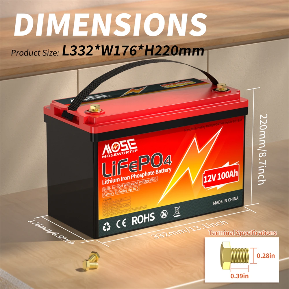12 В 100 Ач LiFePO4 аккумулятор встроенный BMS перезаряжаемые литий-железо-фосфатные