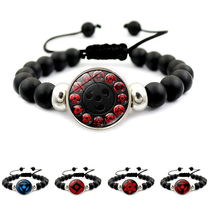 

Sharingan Eye Bracelet 8MM Beads Bracelets for Women Anime Jewelry Uchiha Sasuke Kakashi Mangekyou Rinnegan Eyes Beaded Bracelet