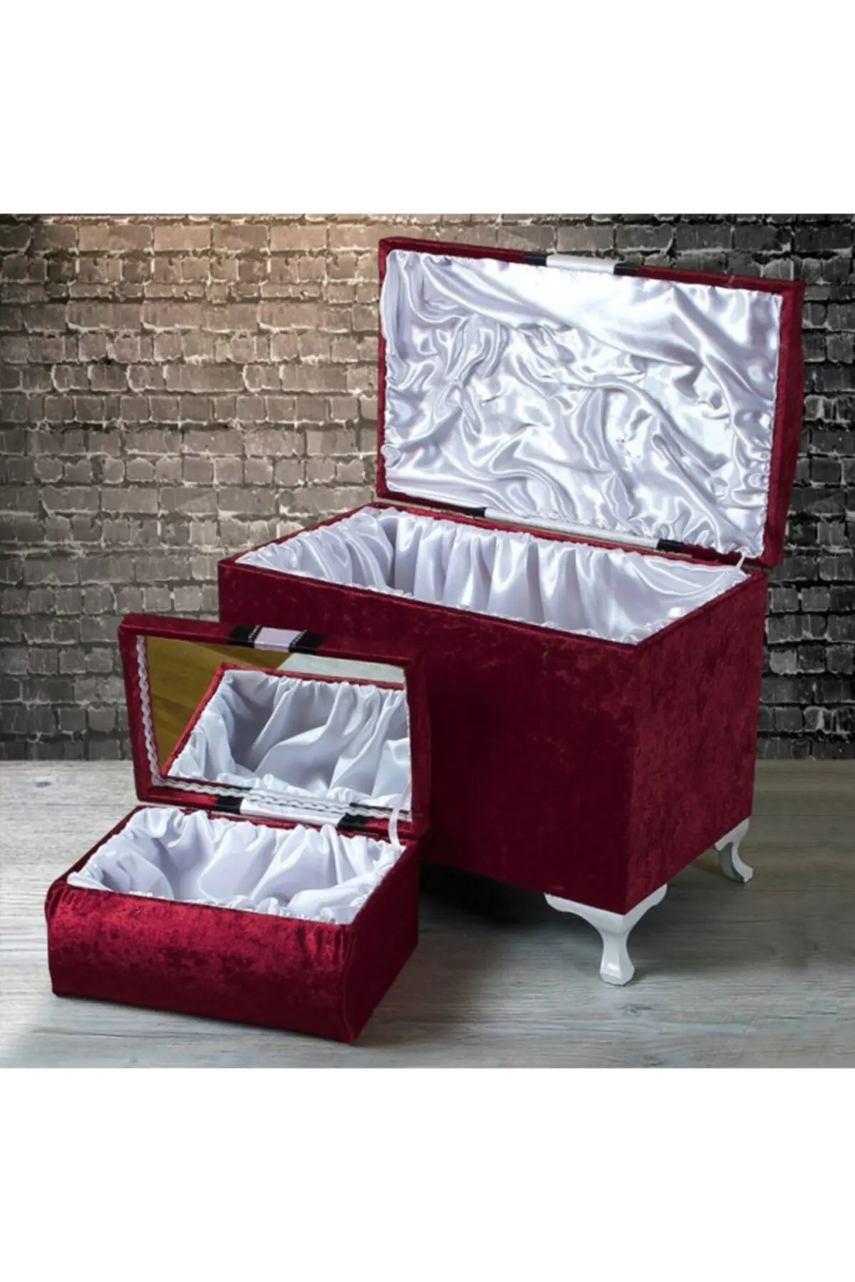 

Bridal Accessories Shop Set Of 2 Groom Dowry Chest-Care Box Set Claret Red Wedding For Bride And Bridesmaids