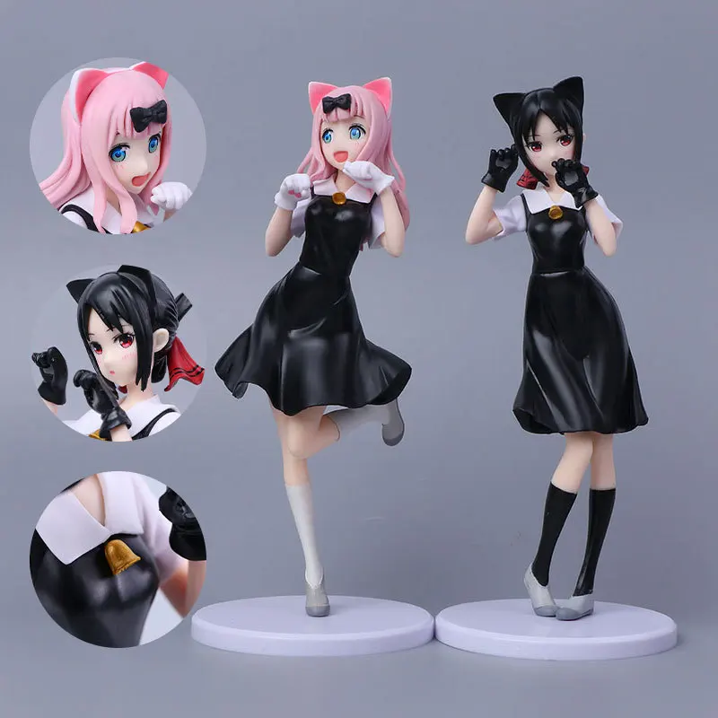 

22cm Anime Peripherals 2 Standing Poses Kaguya Shinomiya Fujiwara Chika Bagged Figure Collection Ornaments Decorate Holiday Gift
