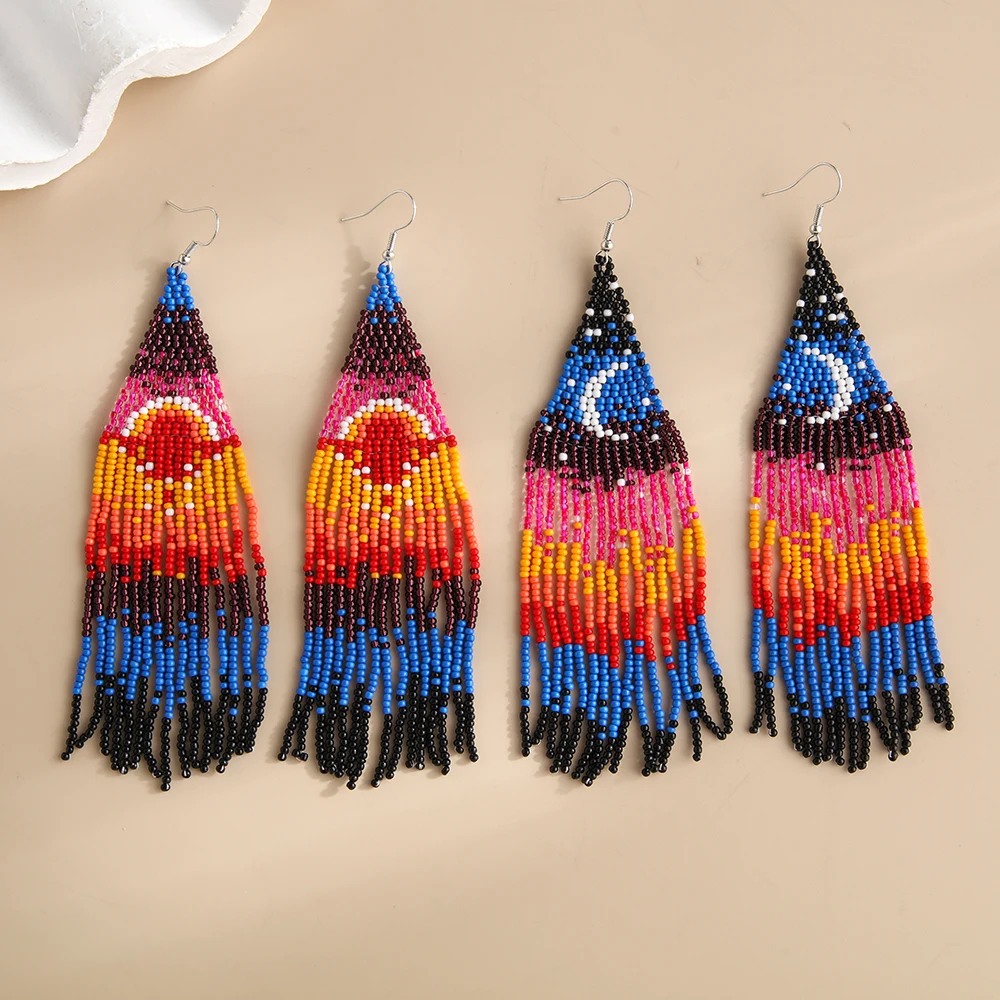 Серьги-подвески с изображением восхода Солнца и Луны