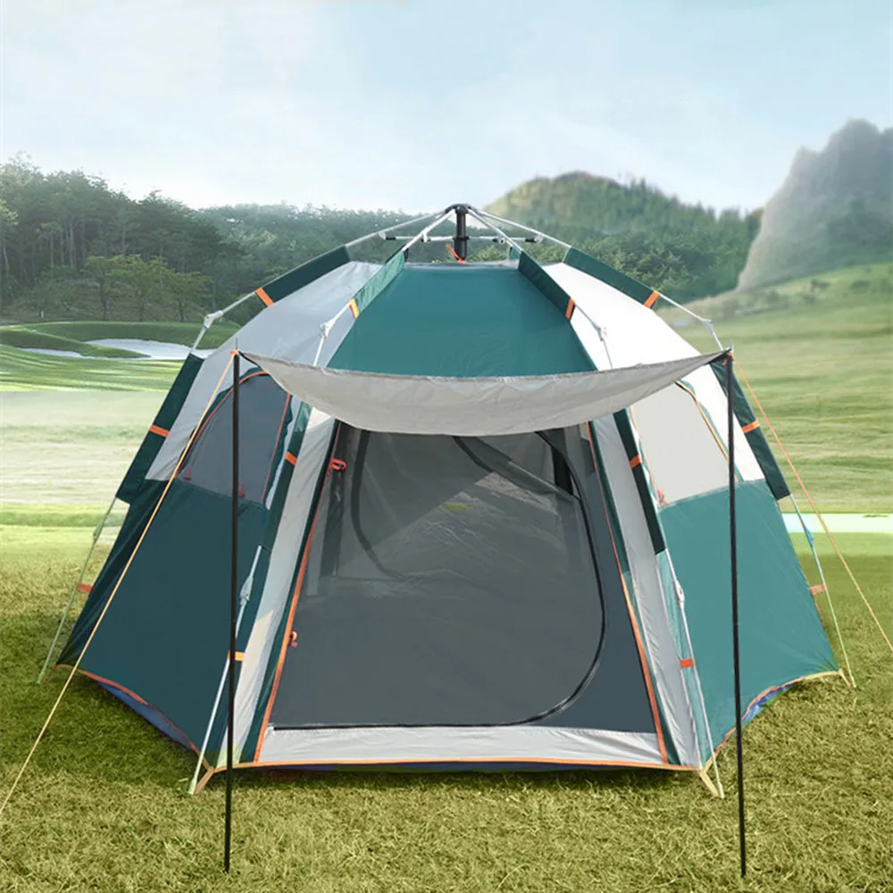 Fully Automatic Camping Hexagonal Tent WIth Canopy Windproof Outdoor Family Travel Beach Garden Tent Portable Backpacking Tent