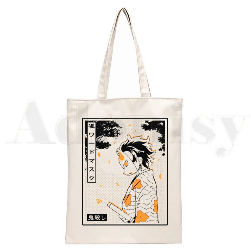 Demon Slayer Kimetsu No Yaiba Kamado Tanjirou Handbags Shoulder Bags Casual Shopping Girls Handbag Women Elegant Canvas Bag
