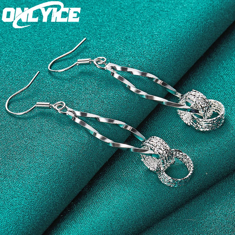 

New Charm 925 Sterling Silver Earrings For Women Wedding Fashion Jewelry Trend Double Coil Winding Drop Earrings Christmas Gifts