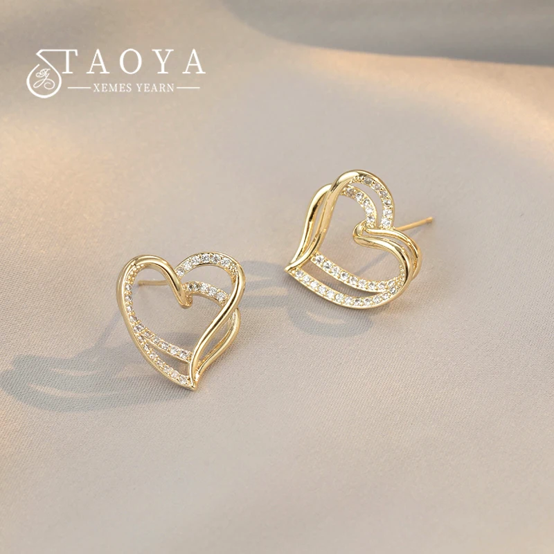 Женские серьги с микро цирконием креативные ламинированные золотого цвета