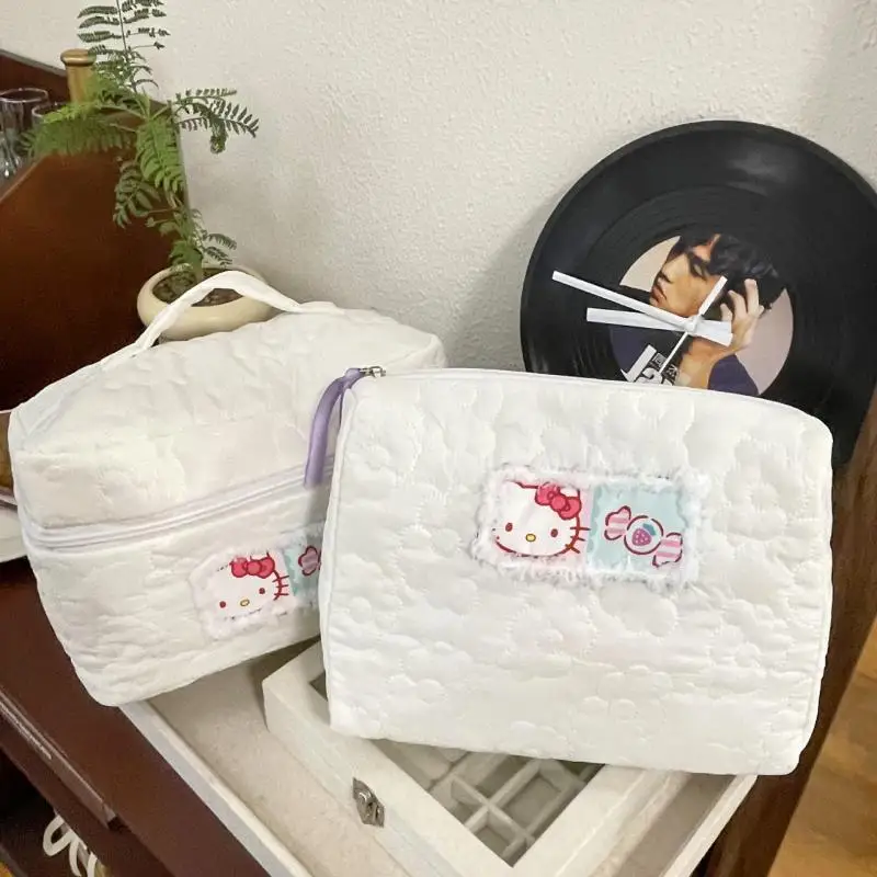 

Kawaii Sanrio Cinnamoroll Kitty My Melody аниме милые Стеганые нашивки для макияжа сумка для хранения большая емкость мягкая сумочка