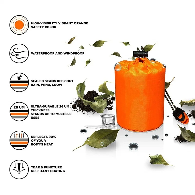 Outdoor  Life Bivy Emergency Sleeping Bag Thermal Keep Warm Waterproof Mylar First Aid Emergency Blanke Camping Survival Gear