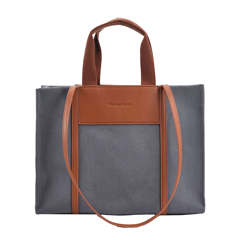 High Quality Canvas With Leather Women Bags Big Shoulder Bags For Women 2022 Large Capacity Ladies Handbags Purses Shopper Bag images - 6