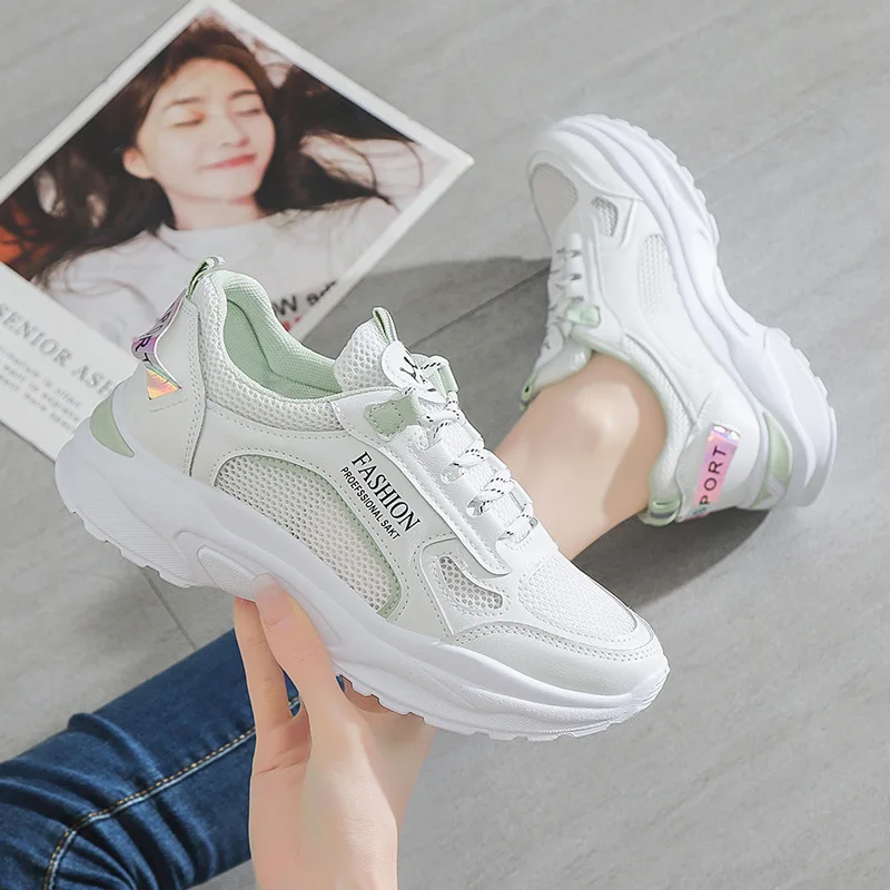 Trainers Trendy Sport Dad Shoes 2023 New Women Platform Sneakers Fashion Mesh Breathable Lace Up Chunky Style Zapatos De Mujeres