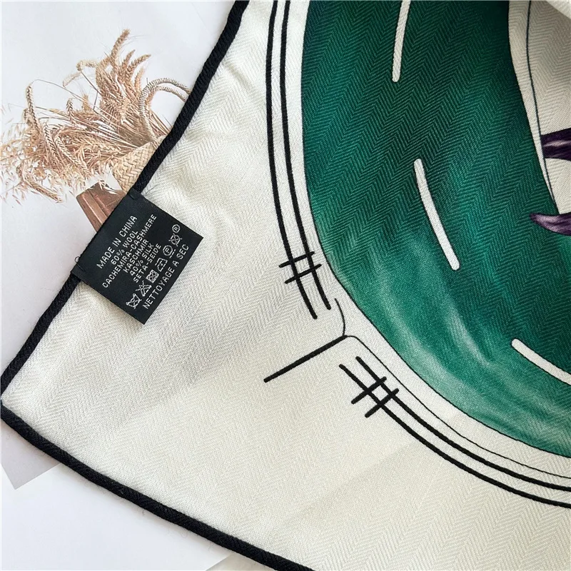 Большой шарф с двусторонним принтом роскошные шали из пашмины банданы хиджаб