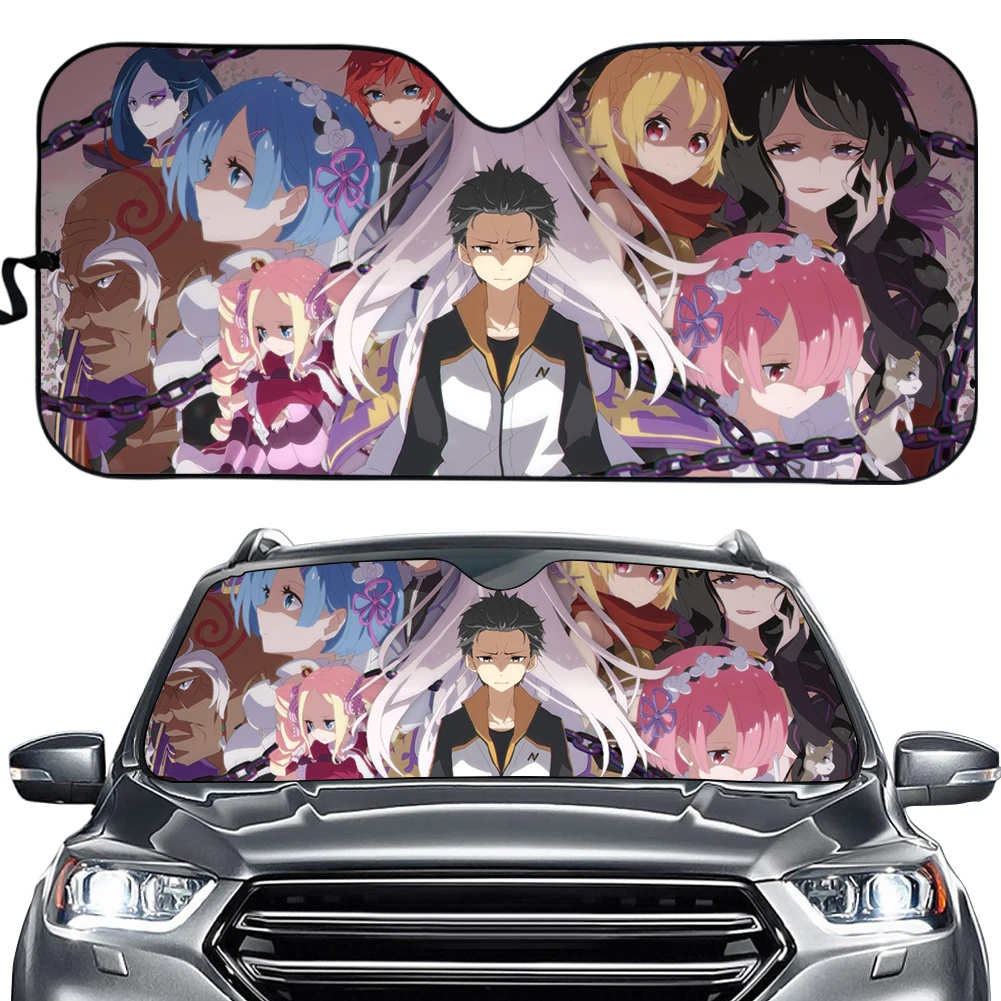 

Re Zero Cartoon Anime Car Windshield Sunshade Printing Auto Sun Visor Windscreen Cover Protects Your Vehicle From UV