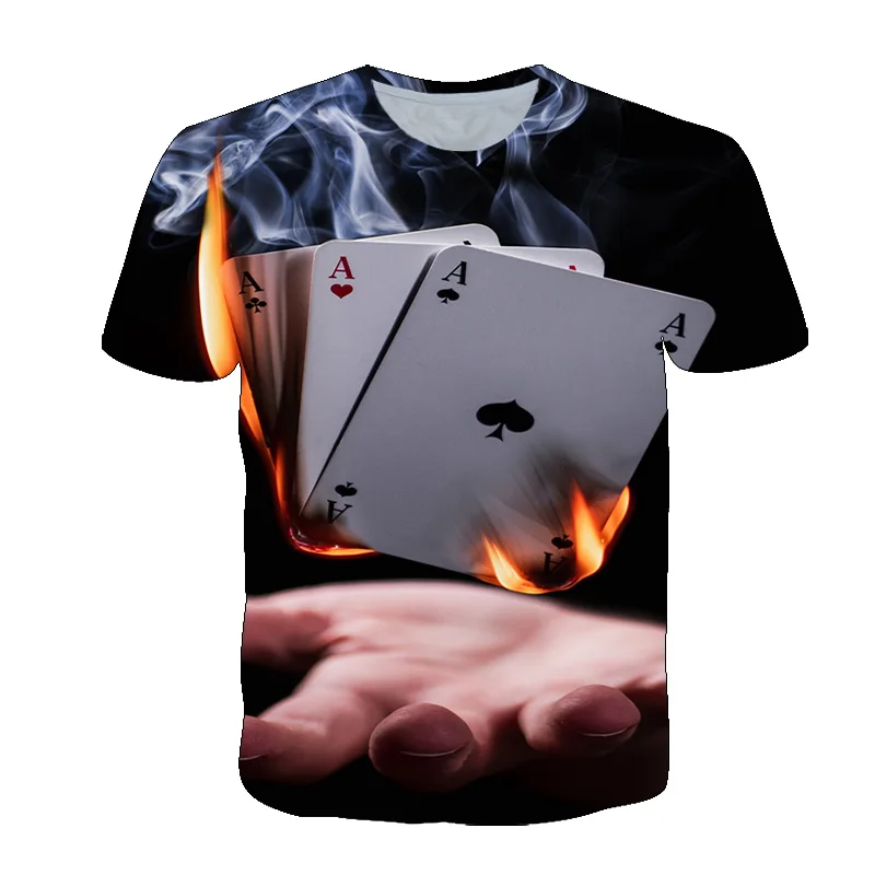 

New 3D Personality Gambler Poker T shirts Men Women Fashion Casual playing card T-shirts Summer Printed Funny Top Tees Clothing