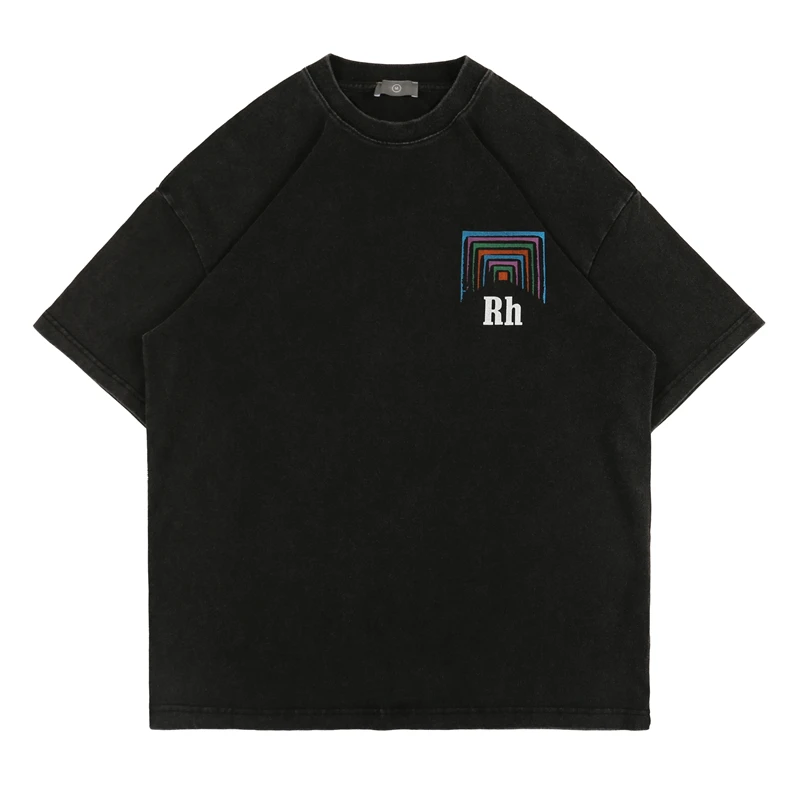 

HARDCORE HAPPINESS RHUDE Oversized loose T Shirts Men RHUDE Top Tees Cotton SOMETHIG NEW SOMETHIG MORE Short Sleeve T Shirt