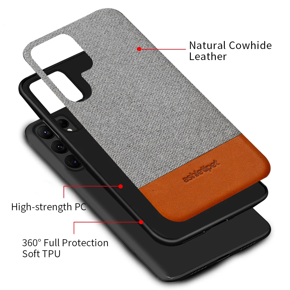 Canvas + Leather Cover Phone Case for Samsung Galaxy S23 S22 Ultra Note 20 10 S21 S20 FE S9 S10 Plus a52s A34 a54 A53 5g A52 A51