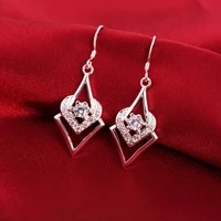 new 925 stamp silver color earrings for elegant women jewelry all match crystal earrings mothers day gifts